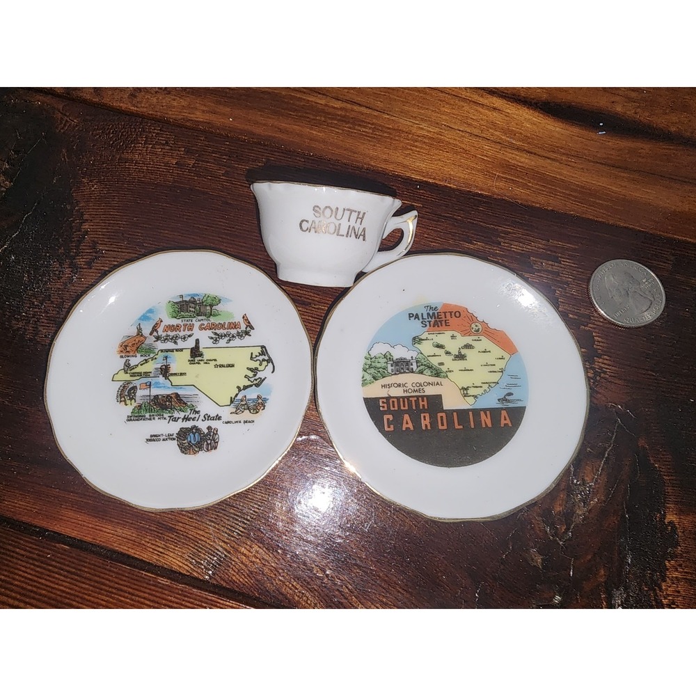 Vintage South Carolina Souvenirs mini plates and cup